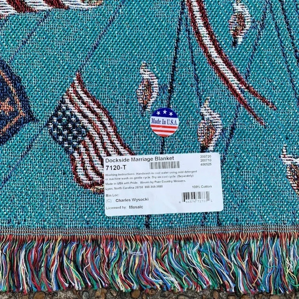 Charles Wysocki‎ Antique Store Quilts Village Home Woven Blanket Throw Tapestry